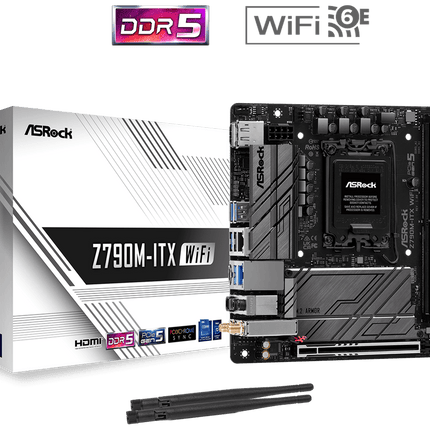 Tarjeta Madre ASRock Z790M-ITX WiFi DDR5 | Mini ITX | LGA 1700 | DDR5 hasta 7200+ MHz | WiFi 6E