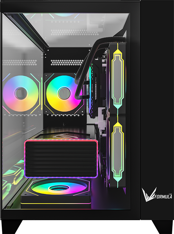 Case ARGB Formula V Line Crystal Z9ML Floe Black 4711401660910 | Mid Tower | 6 ventiladores ARGB | Vidrio templado