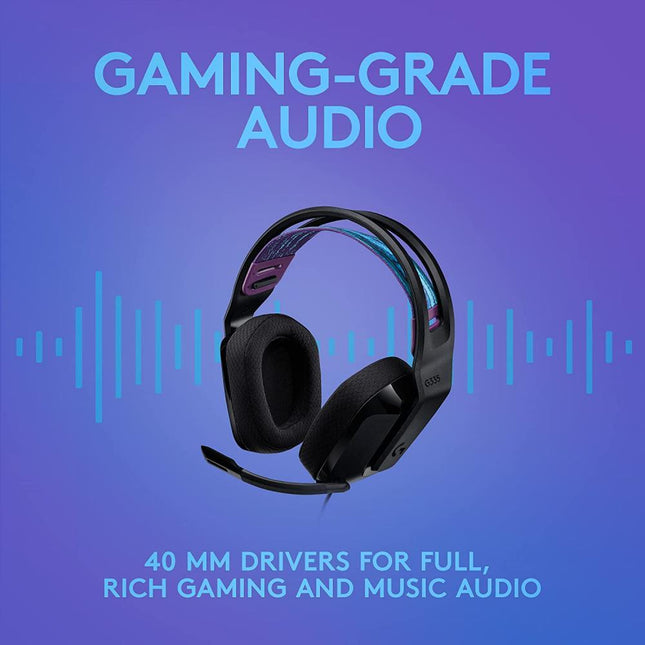 Headset Gaming Logitech G335 981-000977 | Alámbrico 3.5mm | Sonido Estéreo | Micrófono Flip-to-Mute | Negro