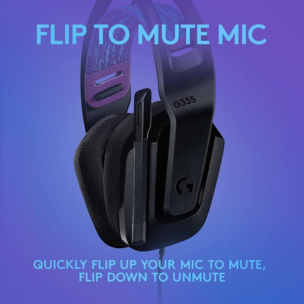 Headset Gaming Logitech G335 981-000977 | Alámbrico 3.5mm | Sonido Estéreo | Micrófono Flip-to-Mute | Negro