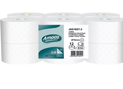 Amoos papel higienico jumbo doble hoja 180m pack 12 rollos J621827