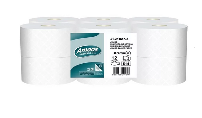 Amoos papel higienico jumbo doble hoja 180m pack 12 rollos J621827