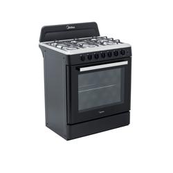 Midea Cocina a gas 30 pulgadas negra 6 quemadores capelo air fryer parrillas de hierro fundido MGS30FS1LEAMSS