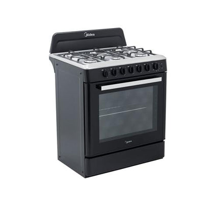 Midea Cocina a gas 30 pulgadas negra 6 quemadores capelo air fryer parrillas de hierro fundido MGS30FS1LEAMSS