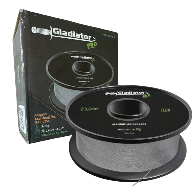 Gladiator Alambre MIG Gasless A8/08/1/3 0.8mm 1kg vista frontal
