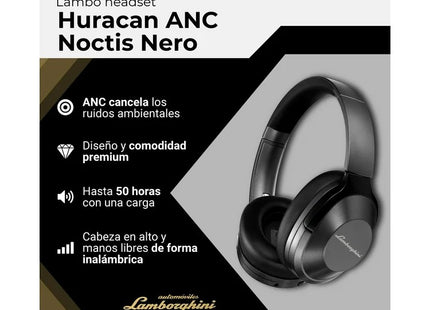 Lamborghini Huracán ANC Noctis LB-HSANC-N Audífonos Bluetooth 5.0 con Cancelación Activa de Ruido