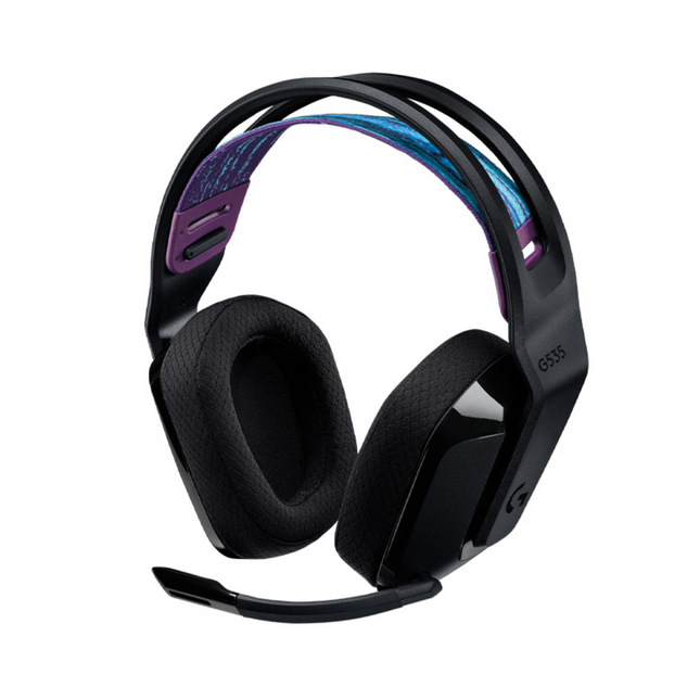 Headset Logitech G535 LIGHTSPEED inalámbrico negro vista frontal completa