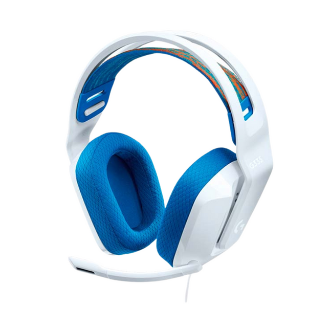 Headset Gaming Logitech G335 vista frontal con micrófono ajustable