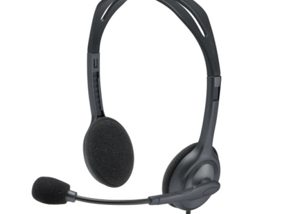 Headset Logitech H111 stereo negro con micrófono boom vista frontal