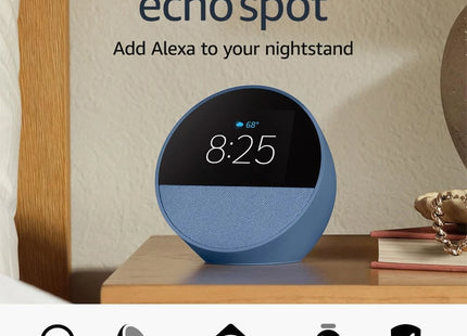 Amazon Echo Spot 2024 | Reloj Inteligente con Alexa | Alarma | Pantalla LED