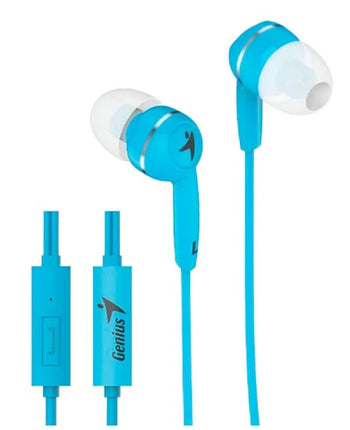 Audífono Genius HS-M320 | Alámbrico | Jack 3.5mm | Micrófono Integrado | Celeste