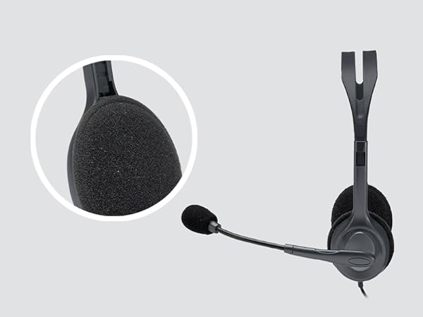 Auriculares Logitech H111 alámbricos vista lateral izquierda con cable