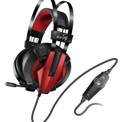 Headset Gaming Genius HS-G710V | 7.1 Surround | Vibración | USB | Micrófono con Cancelación de Ruido | Negro/Rojo