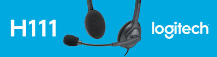 Headset Logitech H111 Stereo Black | Alámbrico | Micrófono Rotatorio
