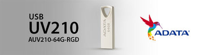 Memoria USB ADATA UV210 | 64GB | USB 2.0 | Diseño Metálico Capless | AUV210-64G-RGD