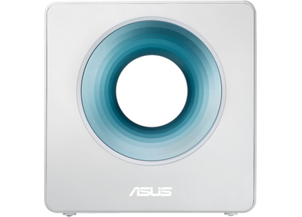 Router ASUS Blue Cave diseño frontal con indicadores LED azules