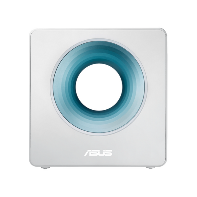 Router ASUS Blue Cave diseño frontal con indicadores LED azules