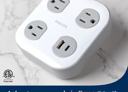 Philips Protector de Picos SPP3743GR-37 1350J 3 Tomas Blanco