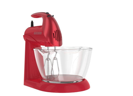 Batidora de Pedestal Black+Decker MX900R | 250 W | 5 Velocidades | Tazón Giratorio 3.5 L | Roja