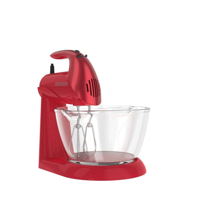 Batidora de Pedestal Black+Decker MX900R | 250 W | 5 Velocidades | Tazón Giratorio 3.5 L | Roja