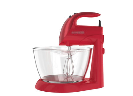 Batidora de Pedestal Black+Decker MX900R | 250 W | 5 Velocidades | Tazón Giratorio 3.5 L | Roja