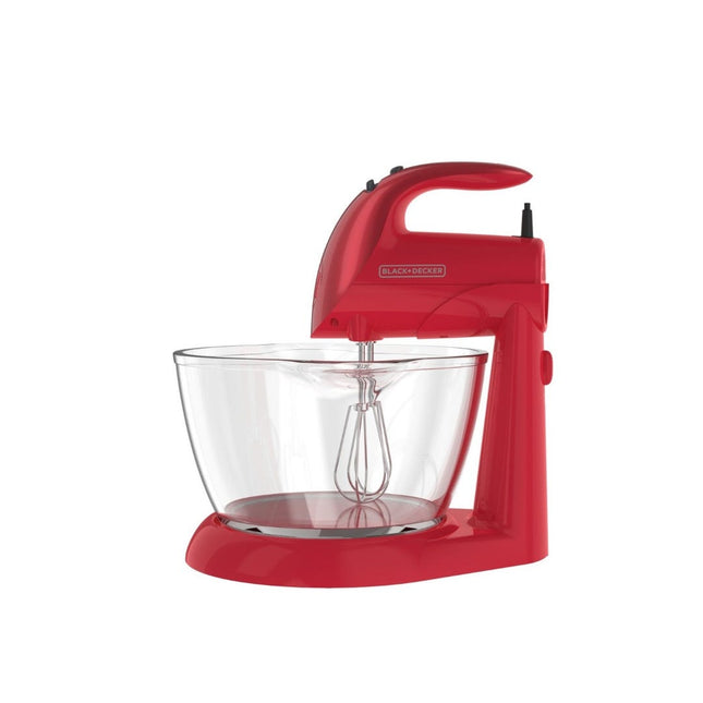 Batidora de Pedestal Black+Decker MX900R | 250 W | 5 Velocidades | Tazón Giratorio 3.5 L | Roja