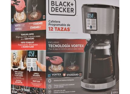 Cafetera Black+Decker CM1110B-LA | 12 Tazas | 975 W | Programable 24 h | Vortex™ | Negro