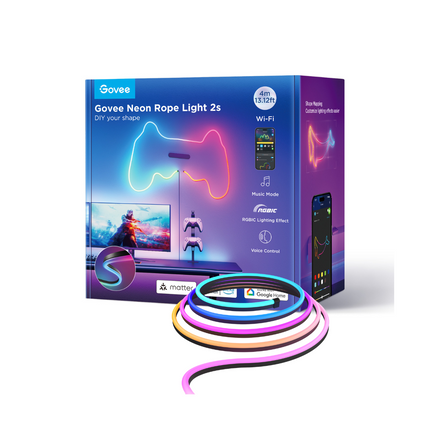 Luces Govee H61D4 Neon Rope Light 2S | 4 Metros | RGBIC | Wi-Fi + Bluetooth | Flexible | Negro