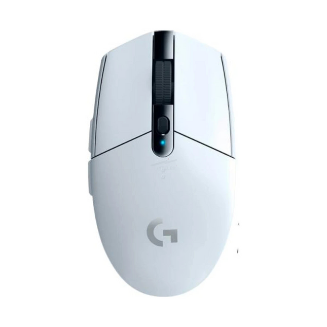 Mouse Logitech G305 Lightspeed negro vista frontal con diseño ergonómico gaming