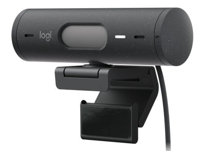 Webcam Logitech BRIO 500 con tapa de privacidad cerrada vista superior