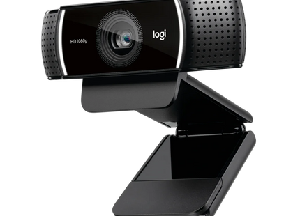Cámara Web Logitech C922 Pro vista superior mostrando diseño compacto negro