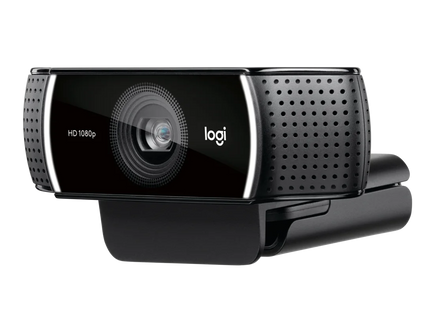 Webcam Logitech C922 Pro montada en monitor con clip universal ajustable