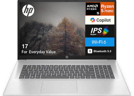 Laptop HP 17 17.3" Full HD AMD Ryzen 5 7520U 8GB LPDDR5 512GB SSD Windows 11 Home B4GX7UA#ABA