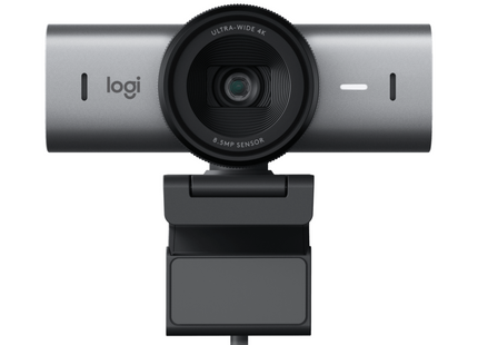 Cámara web Logitech MX Brio 4K frontal con diseño grafito premium