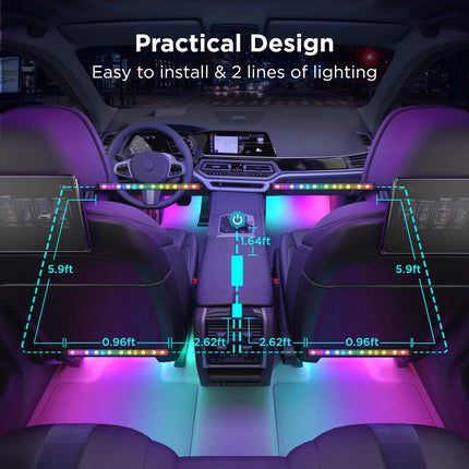 Cable de Luces Govee H7090 RGBIC Interior Car Lights  | Iluminación Personalizable | Control por App y Voz