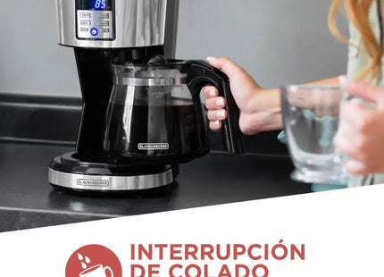 Cafetera Black+Decker CM1331S‑LA | 12 Tazas | 975 W | Digital Programable 24 h | Vortex™ | Acero Inoxidable