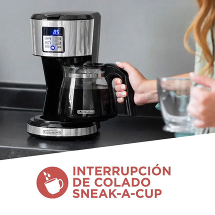 Cafetera Black+Decker CM1331S‑LA | 12 Tazas | 975 W | Digital Programable 24 h | Vortex™ | Acero Inoxidable