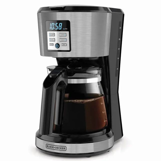 Cafetera Black+Decker CM1331S‑LA | 12 Tazas | 975 W | Digital Programable 24 h | Vortex™ | Acero Inoxidable