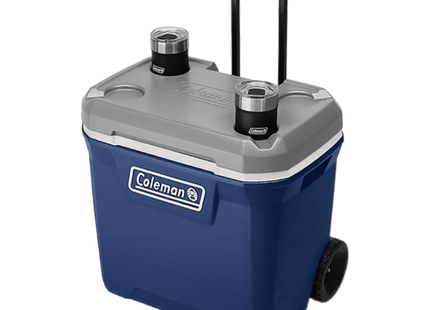 Coleman 2179155 Hielera con Ruedas 65 qt 61,5 L para 101 Latas Azul, Tapa hasta 113 kg