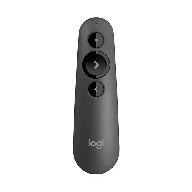 Puntero Logitech R500S presentador inalámbrico color grafito vista frontal