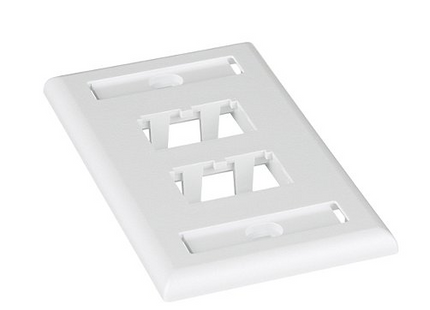 Panduit CFPL4WHY Placa Frontal Mini-Com® Clásica de 4 Puertos, 1 Gang, Vertical, Blanca
