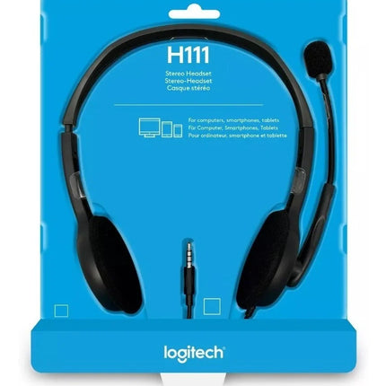 Headset Logitech H111 Stereo Black | Alámbrico | Micrófono Rotatorio