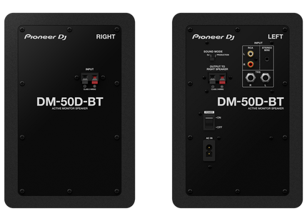 ALPHATHETA DM-50D-BT monitor de estudio Bluetooth - vista de conexiones traseras