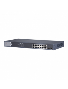 Switch Smart PoE Hikvision DS-3E1518P-EI/M | 16 Puertos | 16 PoE | 2 SFP | Gestión Inteligente | 230W