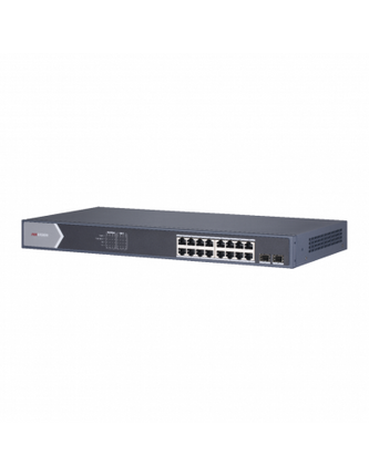 Switch Smart PoE Hikvision DS-3E1518P-EI/M | 16 Puertos | 16 PoE | 2 SFP | Gestión Inteligente | 230W