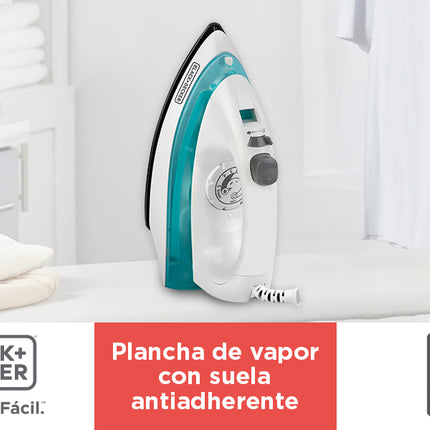 Plancha de Vapor Black+Decker IRBD100 | 1100 W | Suela Antiadherente | Golpe y Spray | Selector de Tela