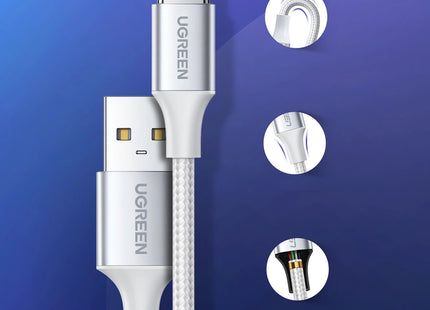 Vista lateral conectores USB-A y USB-C cable UGREEN US288