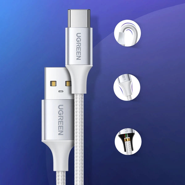 Cable UGREEN US288 USB-A 2.0 a USB-C | 1.5 Metros | Blanco