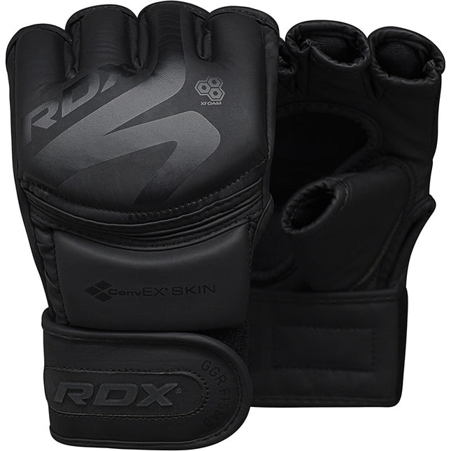RDX Guantes de Grappling F15 Negros - vista frontal