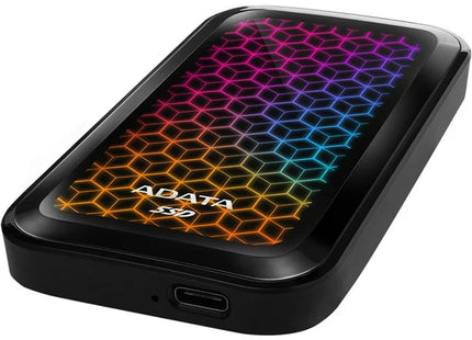 Disco Duro Externo Sólido ADATA SE770G | 1TB | USB 3.2 Gen2 | RGB | Lectura 1000 MB/s | Escritura 800 MB/s | ASE770G-1TU32G2-CBK